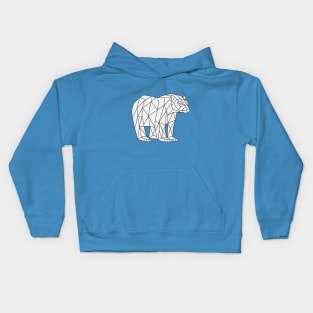 Low Poly Bear Outline on white Kids Hoodie